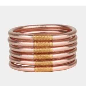 Budhagirl Rose Gold All Weather Bangles® (Set of 6) - Serenity Prayer Size XL